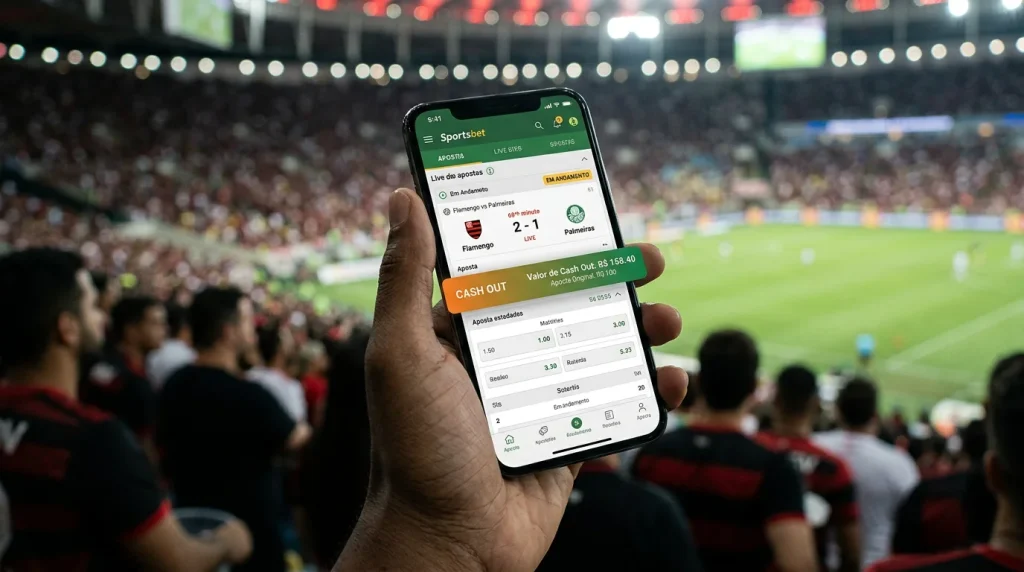 Imagem do smartphone com aplicativo de apostas