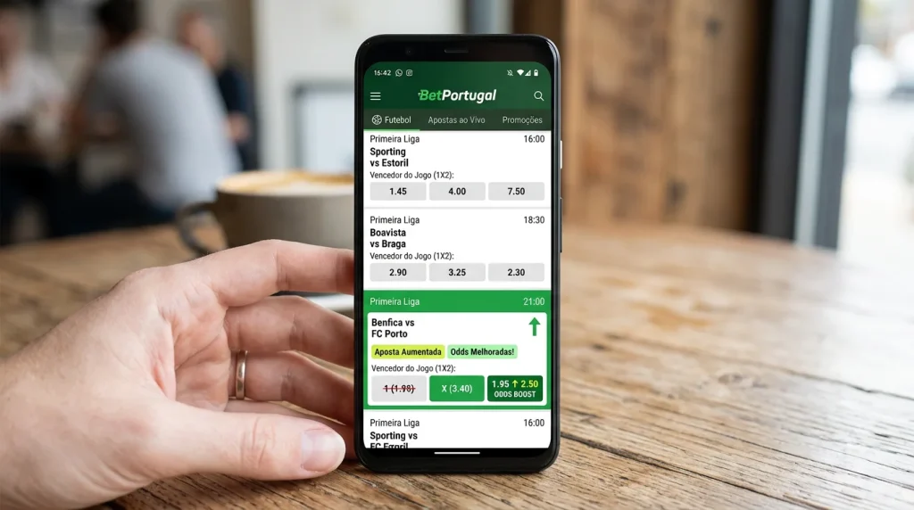 Imagem do smartphone com aplicativo de apostas